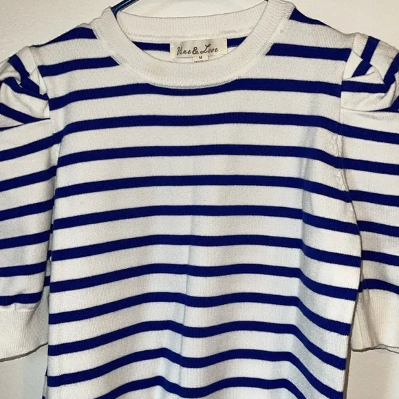 🌹NWOT:VINE & LOVE PUUFED SHORT SLEEVES KNIT SWEATER - Picture 3 of 7